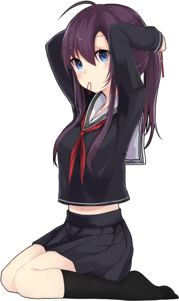 Anime Girl Black Hair Background PNG - PNG Play