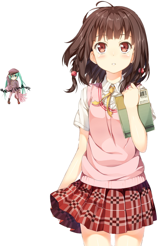 Anime Girl Brown Hair Transparent PNG - PNG Play