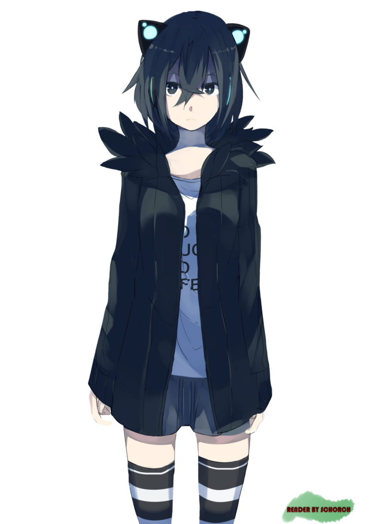 Black Hair Anime Girl Background PNG