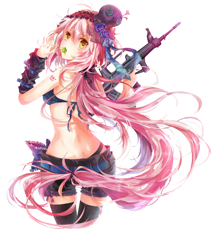 Pink Hair Anime Girl Background PNG Image