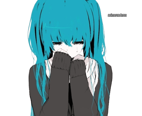 Sad Anime Girl Background PNG