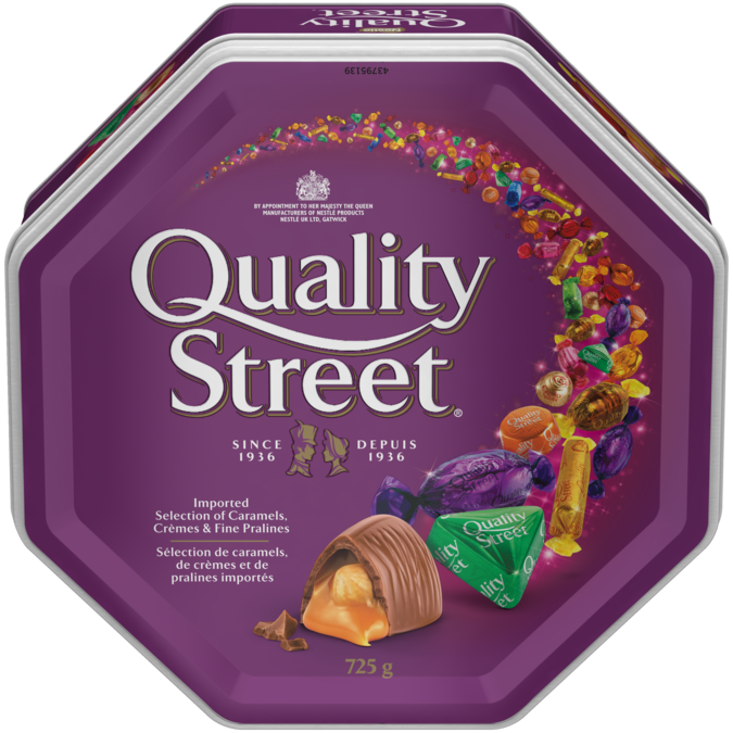 Quality Street Chocolate Tin Side View Transparent Background