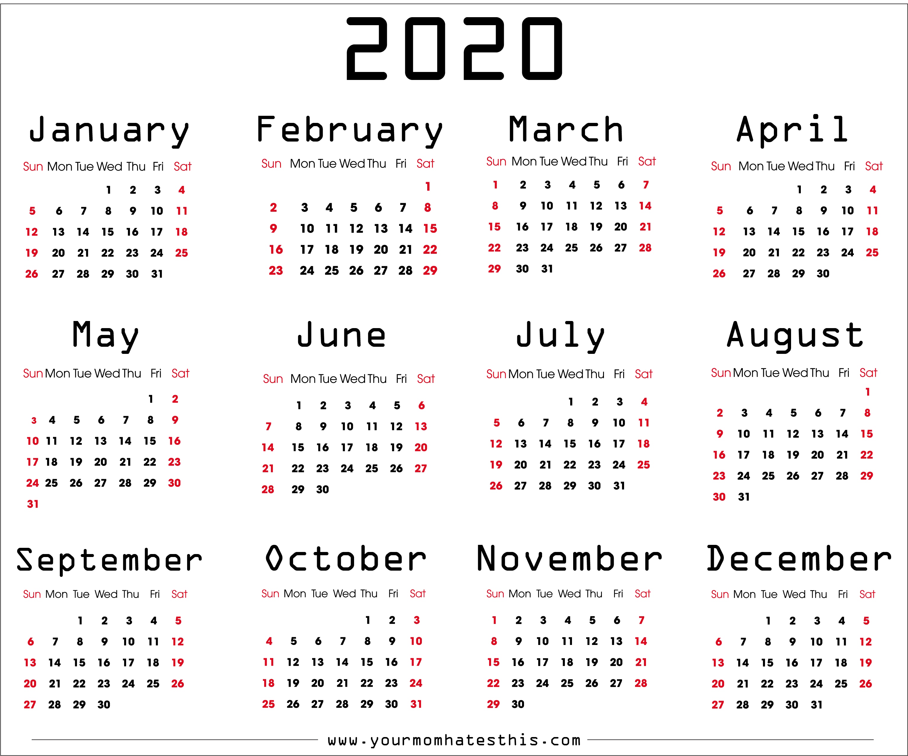 All Month 2020 Calendar Transparent Png Png Play