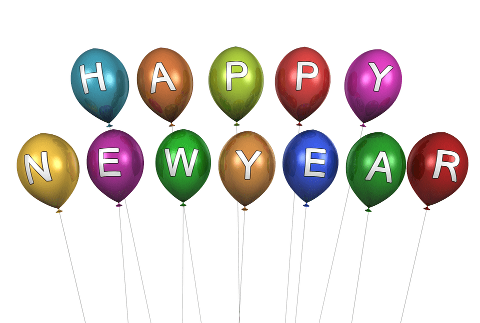 Happy New Year Balloons Colors Transparent PNG